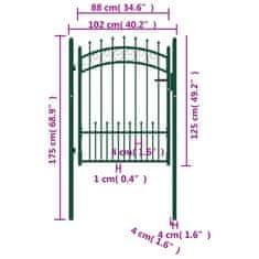 Vidaxl Vrata za ograjo s konicami jeklo 100x125 cm zelena