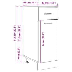 Vidaxl Spodnja omarica s predalom starinski les 30x46x81,5 cm inž. les