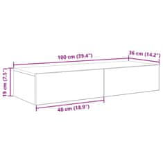 Vidaxl Stenska polica s predali dimljen hrast 100x36x19 cm inž. les