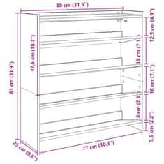 Vidaxl Regal za čevlje sonoma hrast 80x25x81 cm inženirski les