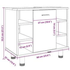 Vidaxl Kopalniška omarica artisan hrast 60x32x53,5 cm inženirski les