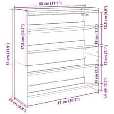 Vidaxl Regal za čevlje črn 80x25x81 cm inženirski les