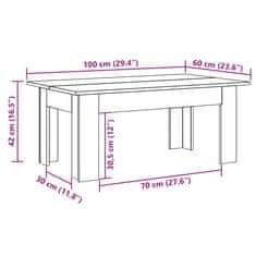 Vidaxl Klubska mizica artisan hrast 100x60x42 cm inženirski les