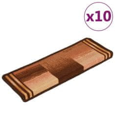 Vidaxl Samolepilne preproge za stopnice 10 kosov 65x21x4 cm rjave