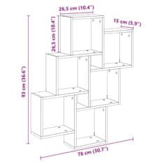 Vidaxl Stenska kockasta polica artisan hrast 78x15x93 cm inž. les