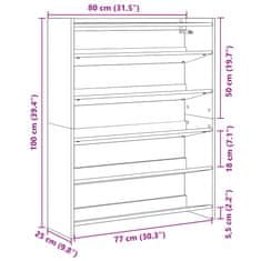 Vidaxl Regal za čevlje starinski les 80x25x100 cm inženirski les