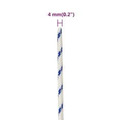 Vidaxl Vrv za čoln bela 4 mm 25 m polipropilen