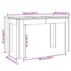 Vidaxl Jedilna miza artisian hrast 120x60x76 cm inženirski les