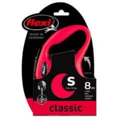 Flexi New Classic Cord S 8 m (12 kg) rdeča