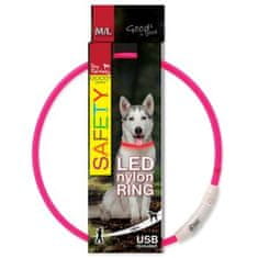 Dog Fantasy Ovratnica pes Fantasy LED najlon roza 65cm