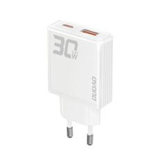 DUDAO A30EU GaN polnilnik USB / USB-C 30W, bela