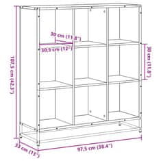 Vidaxl Knjižna omara sonoma hrast 97,5x33x107,5 cm inž. les in kovina