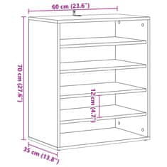 Vidaxl Omarica za čevlje artisan hrast 60x35x70 cm inženirski les