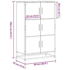 Vidaxl Visoka omara črna 68x35x106,5 cm inženirski les in kovina