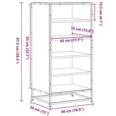 Vidaxl Stojalo za čevlje dimljen hrast 48x38x97,5 cm inženirski les