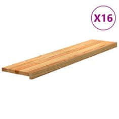 shumee vidaXL Podloge za stopnice 16 kosov rjave 120x30x2 cm trdna hrastovina