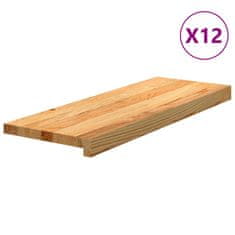 shumee vidaXL Podloge za stopnice 12 kosov rjave 70x30x2 cm trdna hrastovina