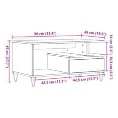 Vidaxl Klubska mizica artisan hrast 90x49x45 cm inženirski les