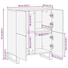 Vidaxl Komoda črn 60x33x75 cm trden mangov les