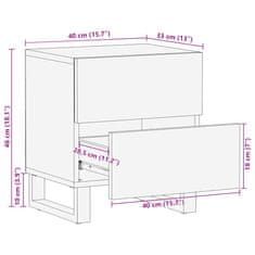 Vidaxl Nočna omarica 2 kosa črna 40x33x46 cm trden mangov les