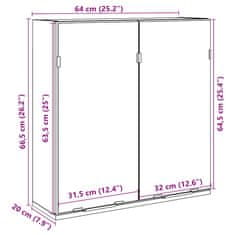 Vidaxl Kopalniška omarica z ogledalom artisan hrast 64x20x66,5 cm les