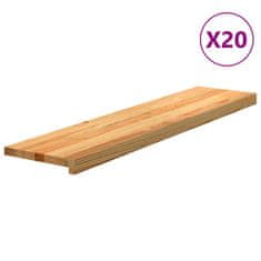 Vidaxl Podloge za stopnice 20 kosov rjave 110x30x2 cm trdna hrastovina