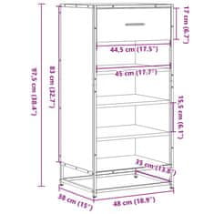 Vidaxl Regal za čevlje sonoma hrast 48x38x97,5 cm inženirski les