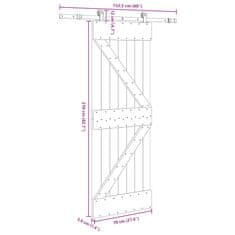 Vidaxl Drsna vrata s kompletom vodil 70x210 cm trdna borovina