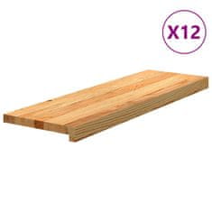 Vidaxl Podloge za stopnice 12 kosov rjave 80x25x2 cm trdna hrastovina