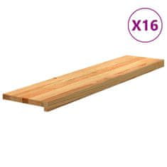 Vidaxl Podloge za stopnice 16 kosov rjave 110x30x2 cm trdna hrastovina