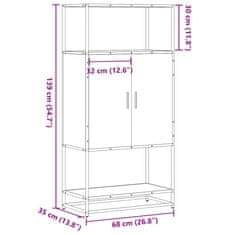 Vidaxl Visoka omara sonoma hrast 68x35x139 cm inženirski les in kovina