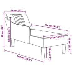 Vidaxl Počivalnik z desnim naslonom za roke temno siv blago