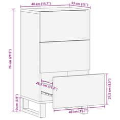 Vidaxl Komoda črn 40x33x75 cm trden mangov les