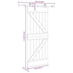 Vidaxl Drsna vrata s kompletom vodil 85x210 cm trdna borovina