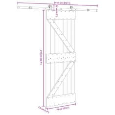 Vidaxl Drsna vrata s kompletom vodil 70x210 cm trdna borovina