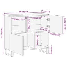 Vidaxl Komoda črn 80x33x75 cm trden mangov les