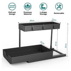 Cool Mango Dvonadstropni izvlečni organizator, povečajte prostor v kuhinji in kopalnici, moderen in eleganten dizajn, praktična rešotev za organizacijo doma, enostavno sestavljiv, 40 x 36 cm – Slidesink