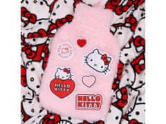 Hello Kitty svetlo roza termofor z mehko prevleko, krznen, velik, naravni kavč 1,75 l 