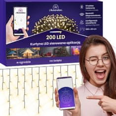 shumee 200 LED svetlobna zavesa - topla bela - aplikacijsko krmiljena