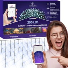 shumee 200 LED svetlobna zavesa - hladno bela - aplikacijsko krmiljena