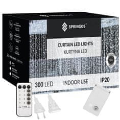 Springos novoletne lučke zavesa 300 LED 6500K 3x3m