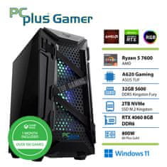 PCplus Gamer namizni računalnik, R7-7600, 32GB, SSD2TB, RTX4060, W11H + Xbox GP (146794)