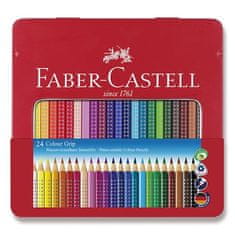 Faber-Castell Pisalne barvice Grip 2001 pločevinasta škatla, 24 barv