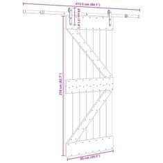 Vidaxl Drsna vrata s kompletom vodil 85x210 cm trdna borovina