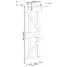 Vidaxl Drsna vrata s kompletom vodil 70x210 cm trdna borovina