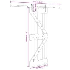 Vidaxl Drsna vrata s kompletom vodil 70x210 cm trdna borovina