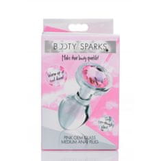 Booty Sparks Steklen analni čep Pink Gem, medium