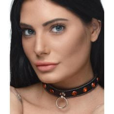 Strict Diamantni choker z obročkom, črn/rdeč