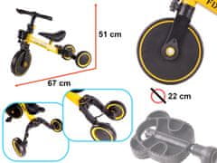 slomart Trike Fix Mini tekaški tricikel 3v1 s pedali rumene barve