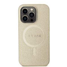 Guess Ovitek iPhone 15 Pro Max - MagSafe - Saffiano - zlat - GUHMP15XPSAHMCB